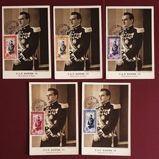 MONACO 1er JOUR - 1950 - 5 CARTES MAXIMUM -S.A.S. RAINIER III Prince Souverain
