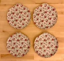 Vintage Lefton China 637 Rose Chintz Floral Print Luncheon Snack Plates Set of 4