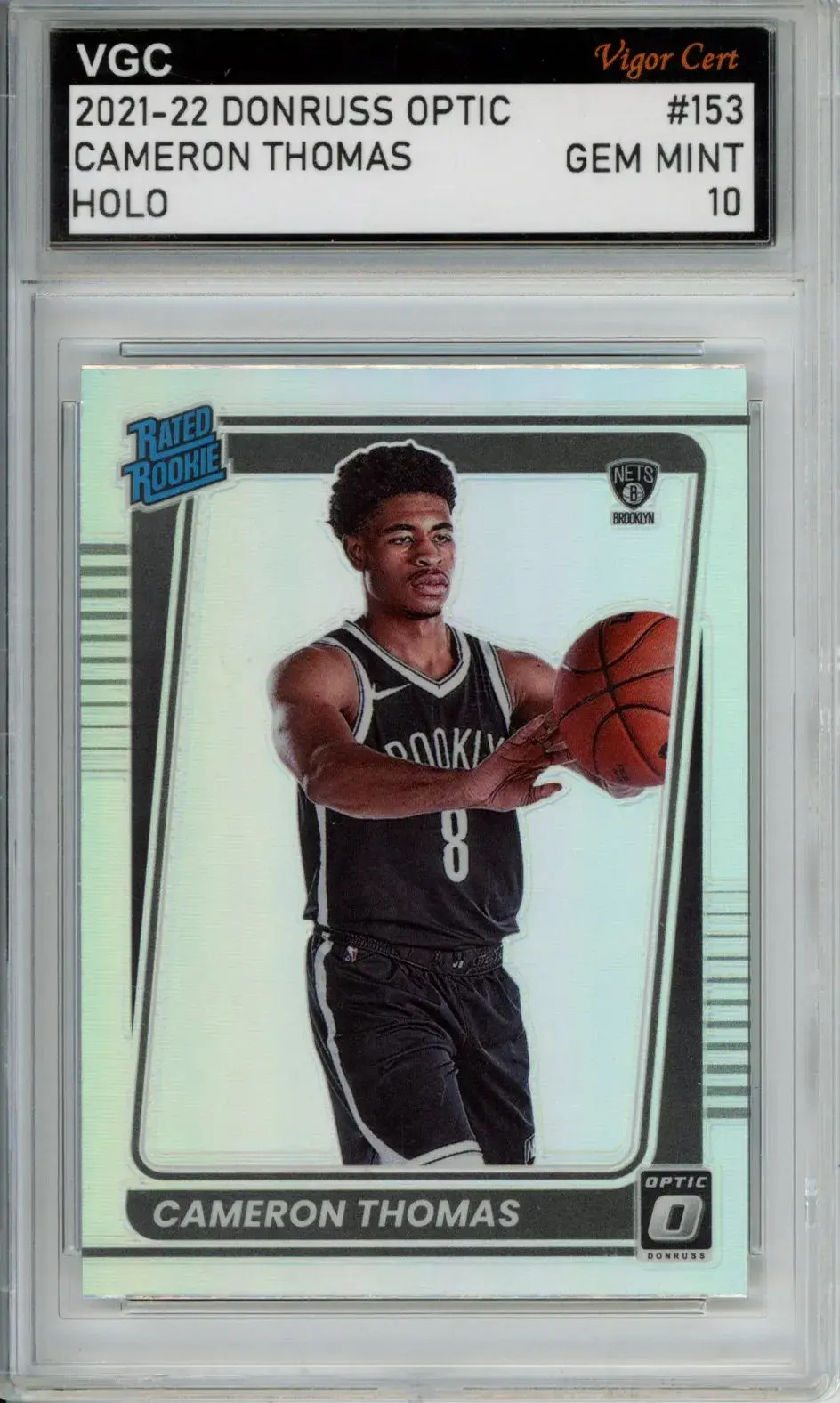 2021-22 PANINI DONRUSS OPTIC HOLO #153 CAMERON THOMAS ROOKIE VGC GEM MINT 10 J83