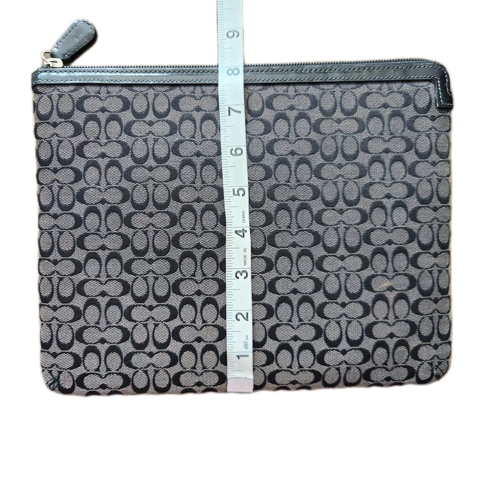 Coach Signature Black & Gray Canvas Black Leather Soft Sleeve Tablet Case 10x8 " - Image 4 of 4
