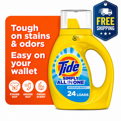Tide Simply Liquid Laundry Detergent, Refreshing Breeze, 24 Loads, 32 fl oz