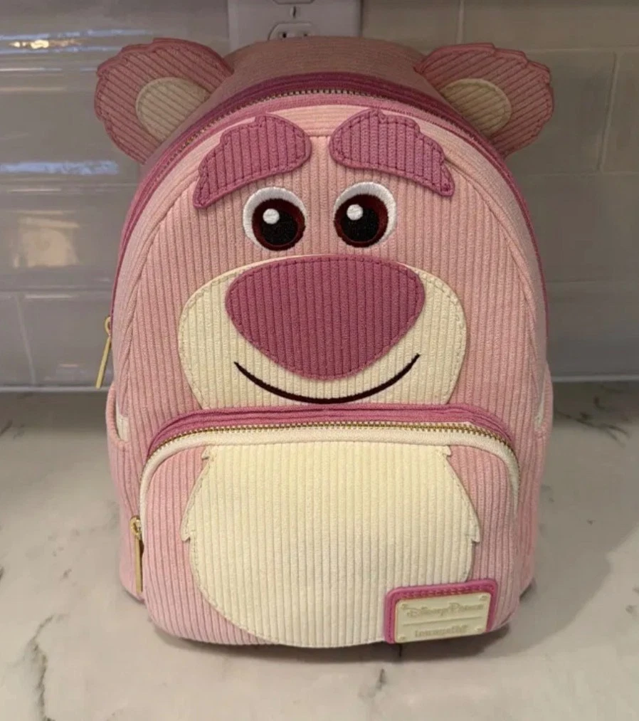 Disney Parks Loungefly Toy Story 3 Lotso Pastel Corduroy Mini Backpack NWT Loungefly Lotso Bear Mini Backpack Pink Corduroy Toy Story  main image 4
