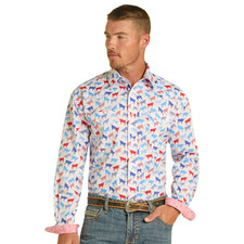 Panhandle Slim Men's Rough Stock Red, White,  Blue Snap Shirt RMN2S08929