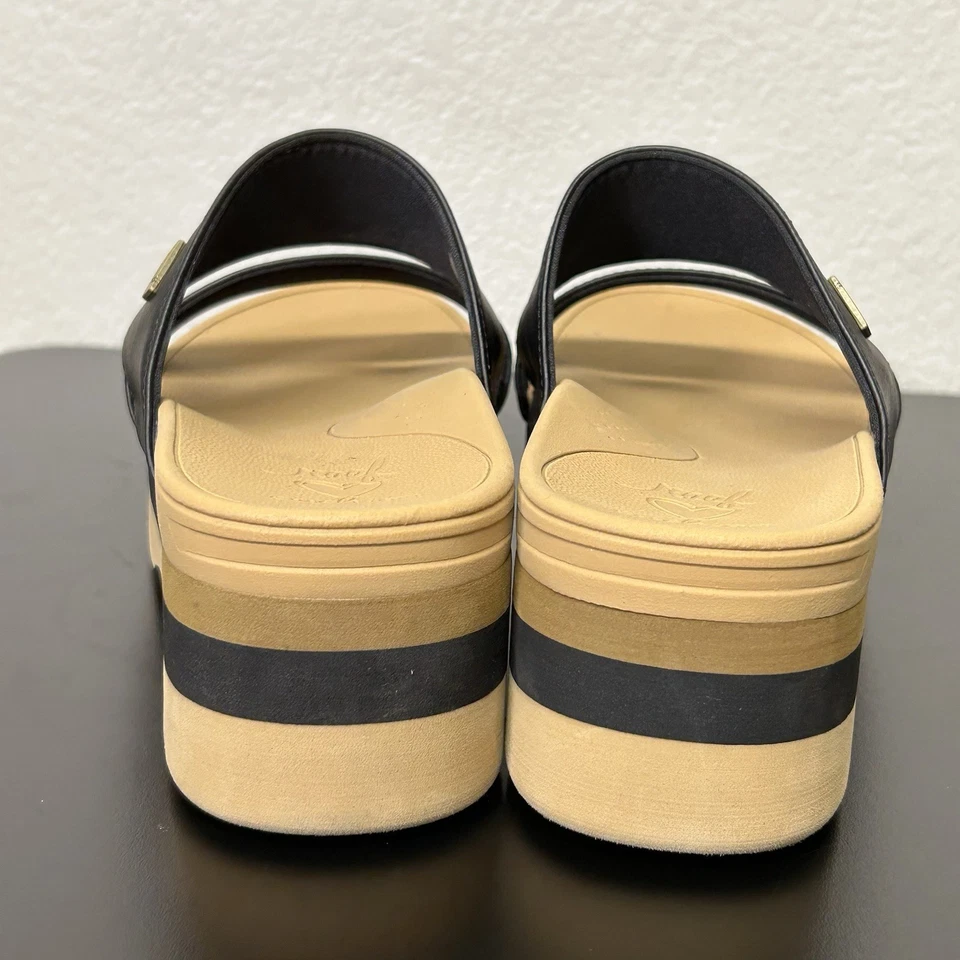 REEF Cushion Banded Horizon 2.5 Hi Black Platform Sandals Slides Size 9 EU 40 - Image 4 of 4