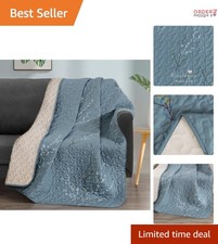 Microfiber Quilt Throw Blanket Floral Reversible Lightweight for Bed Couch