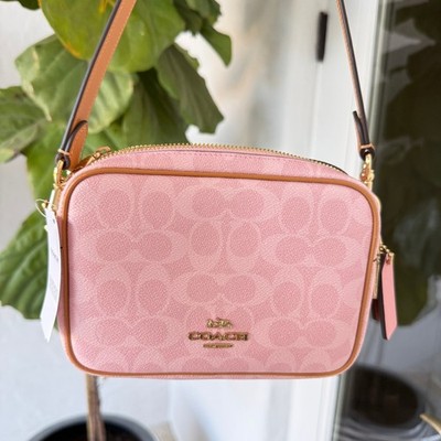 Coach Powder Pink Mini Carey Crossbody Bag in Signature Canvas