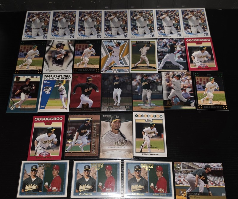 Eric Chavez Lot Of 29 Baseball Cards Rookies A's, Yankees