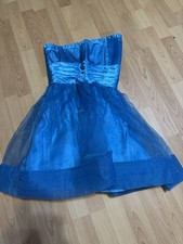 Betsy Johnson Evenings Size 2 Tiered Ruffle Corset Strapless Blue Dress