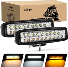 "Nilight LED Pods 2Pcs 54W White/Amber 6 Inch Flood Lights "