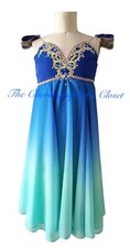 Blue Green Le Corsaire Long Ombre Chiffon Lyrical Ballet Dress Costume Medora XS