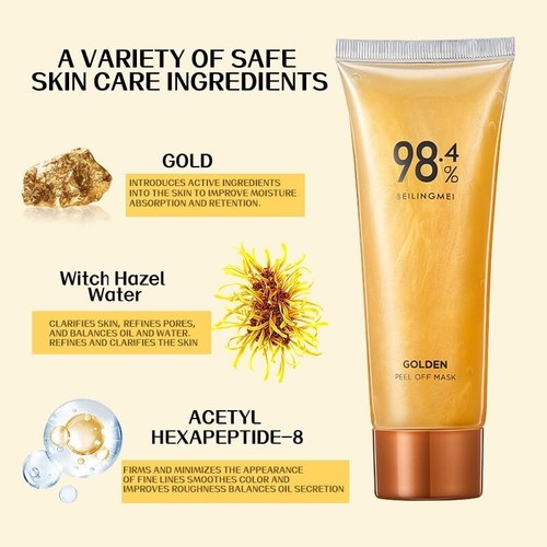 Gold Peel-Off Mask Gold Face Mask, For Anti-Wrinkles Remove Blackheads Exfoliate - Picture 3 of 7