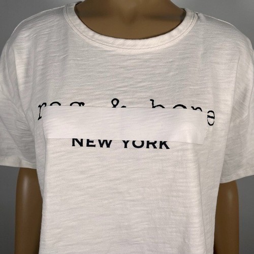 T-shirt donna Rag & Bone New York taglia small nastro grafico cotone slub - Foto 5 di 9
