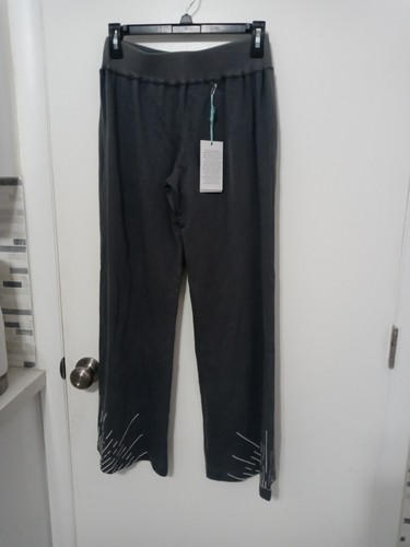 Kyla Seo Comfort Jamila Cotton Slub Dark Gray Sunray Wide Leg Handmade Hose SM - Bild 9 von 9