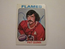 PAT QUINN SIGNED AUTOGRAPHED 1975 TOPPS CARD DECEASED HOF-ATLANTA FLAMES 