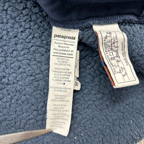 Patagonia Jacket Boys M Blue Hooded Los Gatos Deep Pile Sherpa Fleece Full Zip - Picture 7 of 12