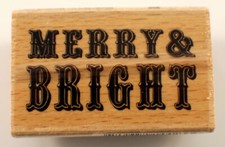 Merry And Bright Words Writing Hampton Art Studio G Wooden Rubber Stamp
