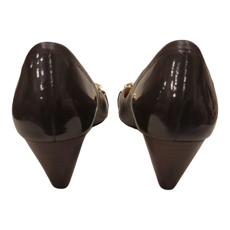 Cole Haan коричневый кожаный каблук на танкетке с золотой цепочкой размер 9 B - Изображение 3 из 4