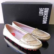 Love Moschino Women's Gorgeous Golden Leather Driver Moccasin
