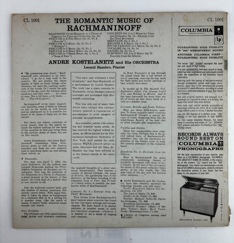 Andre Kostelanetz The Romantic Music Of Rachmaninoff LP Vinyl Record Album - Picture 2 of 3