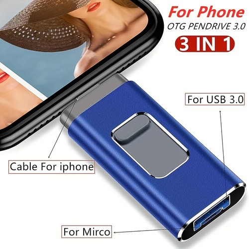 2TB 1TB 3in1 USB 3.0 Flash Drive Memory Photo Stick Pen For iPhone iPad Android - Afbeelding 23 van 24