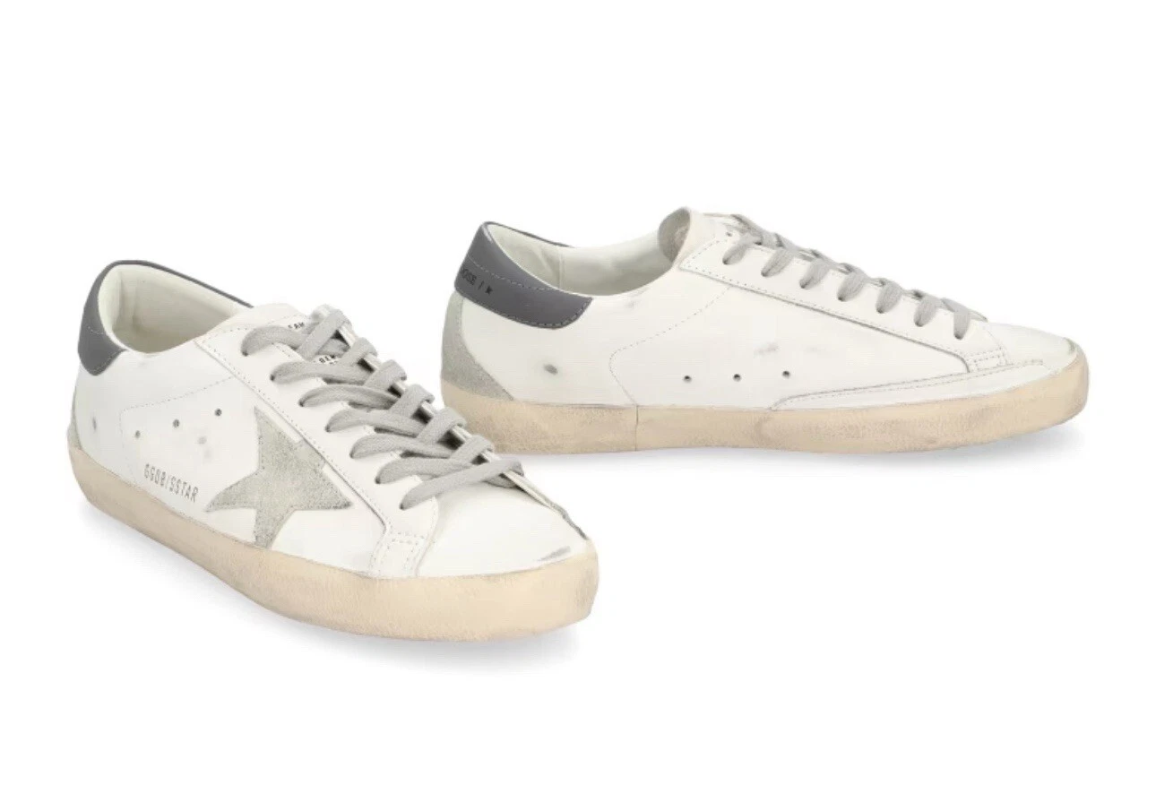 GOLDEN GOOSE Gol Goose Sneaker Uomo Superstar Bianco Grigio Nuovo con scatola Originale Taglia 40 US 7