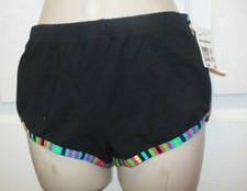 Motionwear Fruit Stripe cotton spandex shorts ladies size Black run small 