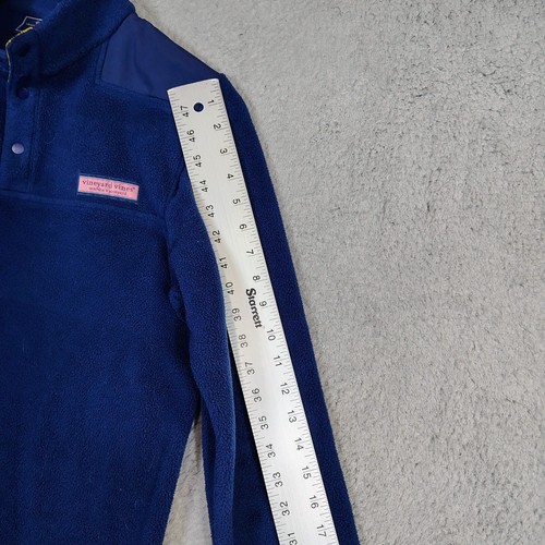 Vineyard Vines Sweater Youth Boy's XL Blue Fleece 1/4 Snap Pullover Cozy Outdoor - Picture 12 of 13