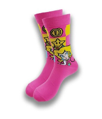 Peach Cartoon Game Character Crew Socks