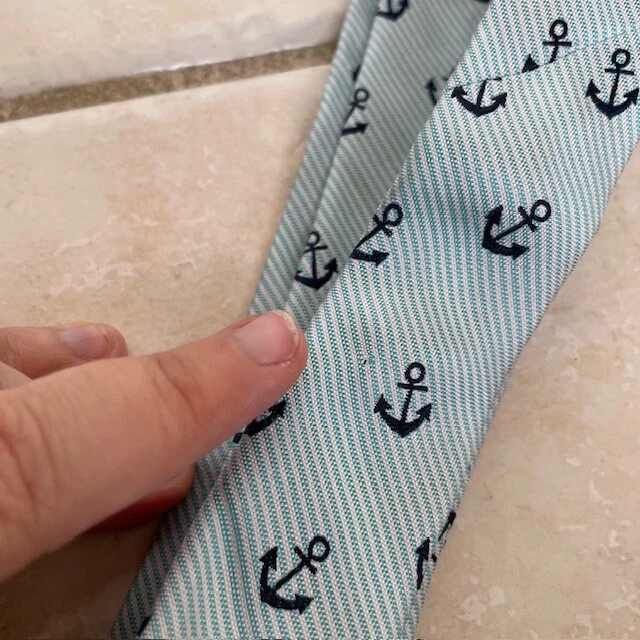 NAUTICA 100% Silk Boy's Tie Blue White Anchors Necktie - Image 4 of 4