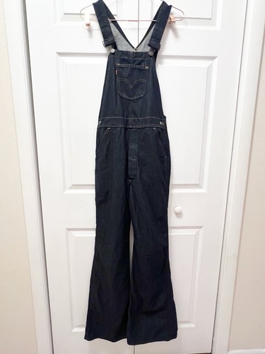 Vintage Levis Orange Tab Overalls Dark Wash Flared 14” Waist 31” Inseam - Picture 14 of 14