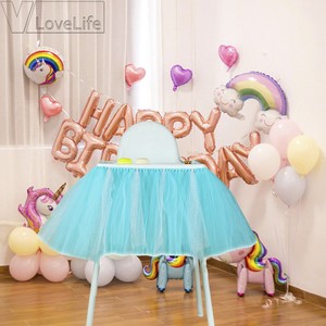 Details About Boy Girl Tutu Tulle Skirt High Chair Cover Cloth Baby Shower Birthday Party