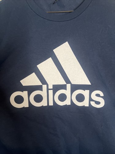 NEW Adidas Men's Crewneck Sweatshirt Pullover Size 2XL XXL Cotton Blend Navy - Picture 3 of 4