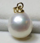 Gorgeous AAA 8-13mm Genuine Natural Round South Sea White Pearl Pendant 14K Gold