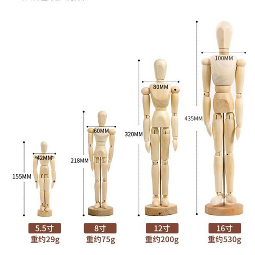 Maniquí de madera para artistas 5,5/8/12 pulgadas figura articulada dibujo y decoración del hogar - Imagen 4 de 7
