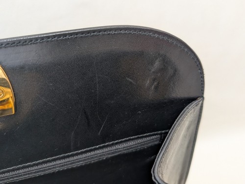 Salvatore Ferragamo Gancini Chain Shoulder Clutch Bag Leather Black Authentic - Picture 17 of 24