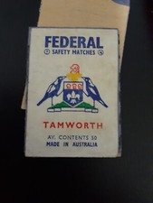 Australian Federal Matchbox Label Coats of Arms towns & cities tamworth