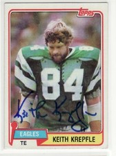 KEITH KREPFLE PHILADELPHIA EAGLES 1981 TOPPS #459 IOWA STATE AUTOGRAPHED CARD