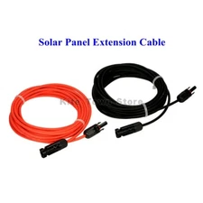 1 Pair Black + Red Solar Panel Extension Cable Wire Connector 12 AWG