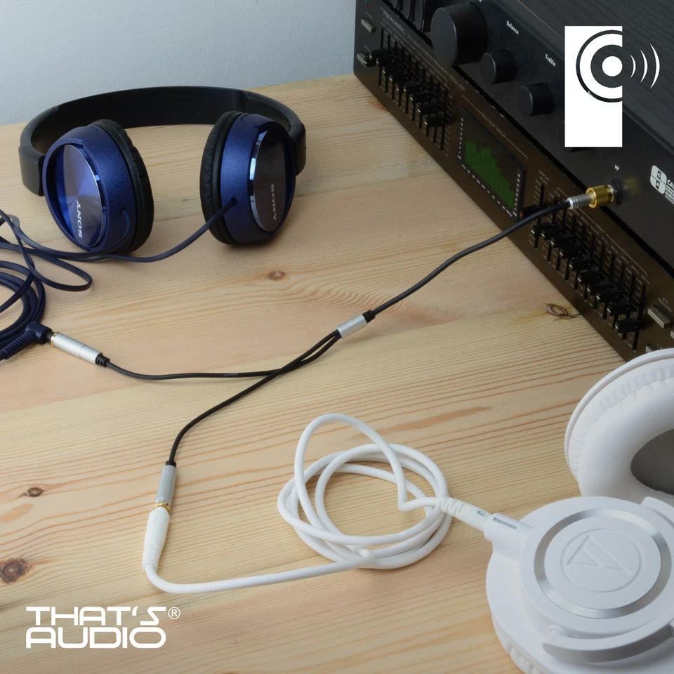 Headphone /Earphone Y Splitter cable SILVER 3.5mm Stereo 1 male : 2 female Jacks - Image 2 of 4