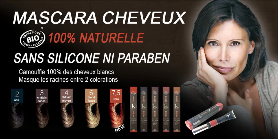 100% Bio Haar Mascara Haarmascara Ansatzfarbe Haartönung Haarfarbe Strähnenfarbe - Bild 2 von 3