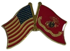 US MARINE CORPS MARINES USA COMBO FLAG LAPEL PIN BADGE 3/4"