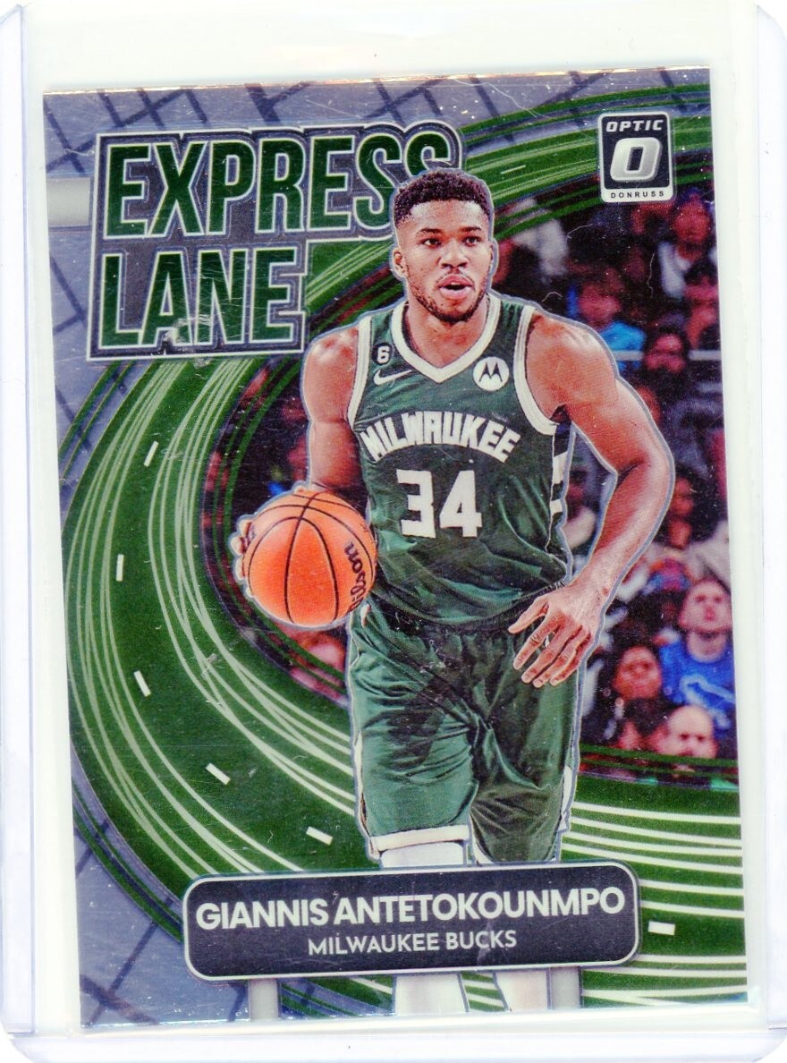 Giannis Antetokounmpo 2022-23 Panini Donruss Optic Holo Express Lane #10 Bucks