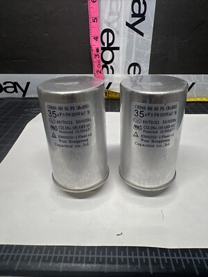 Two CBB65 SH S2 P2 RoHS Capacitor 35 uF +5% 250VAC B 40/70/21 50/60Hz Used