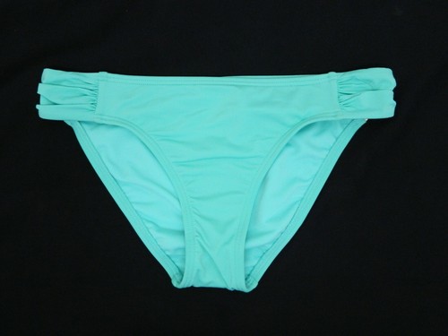 Bar III Extra Small Solid Green Seagreen Tab Bikini Swimsuit Bottoms NWT XS