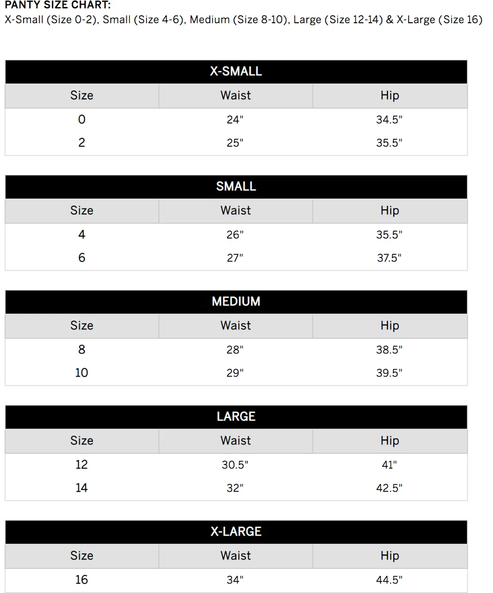 Victoria's Secret & PINK Pantie SIZE CHART (INFORMATIONAL PURPOSES ONLY!!)