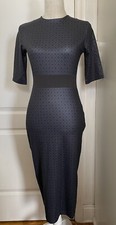 Midi Bodycon Dress Women’s Size S Navy Blue/Black Geometric Print