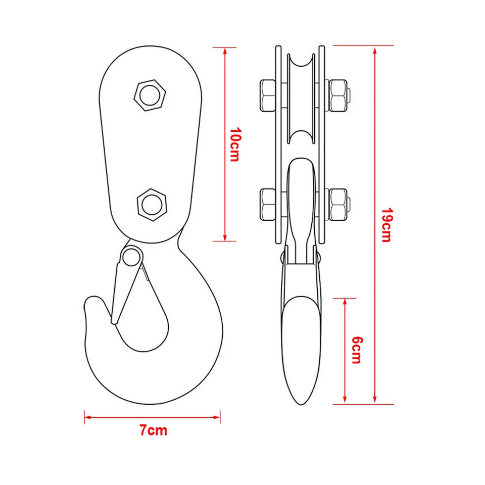 2x Umlenkrolle Seilrolle für elektrische Seilwinde Forst Seilrollen mit Haken 1T - Bild 2 von 4