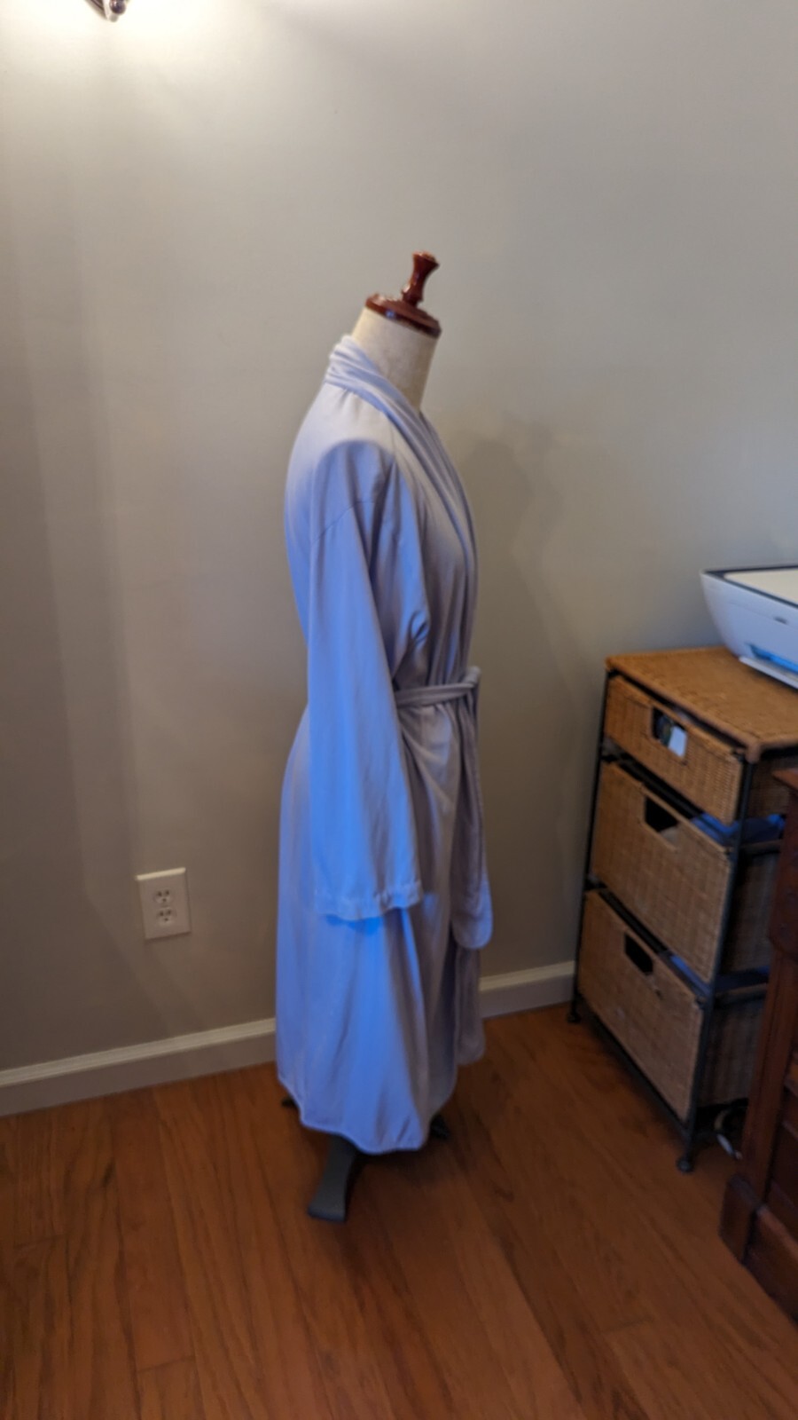 Lands' End Supima Cotton Long Sleeve Light Lavender Tie Robe Size