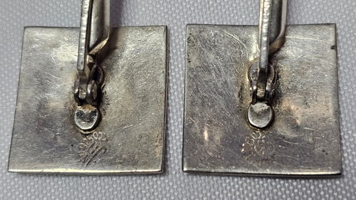 Vintage Sterling Silver Abalone "M" Cufflinks Taxco Silversmith "JA" - Picture 4 of 8