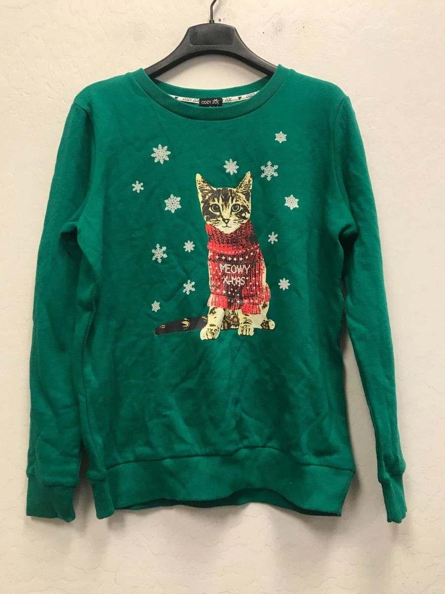 Womens cat christmas sweater sale